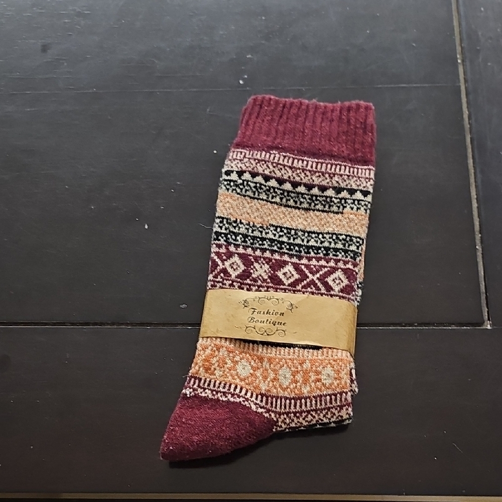 Patterned Socks - Red and Orange